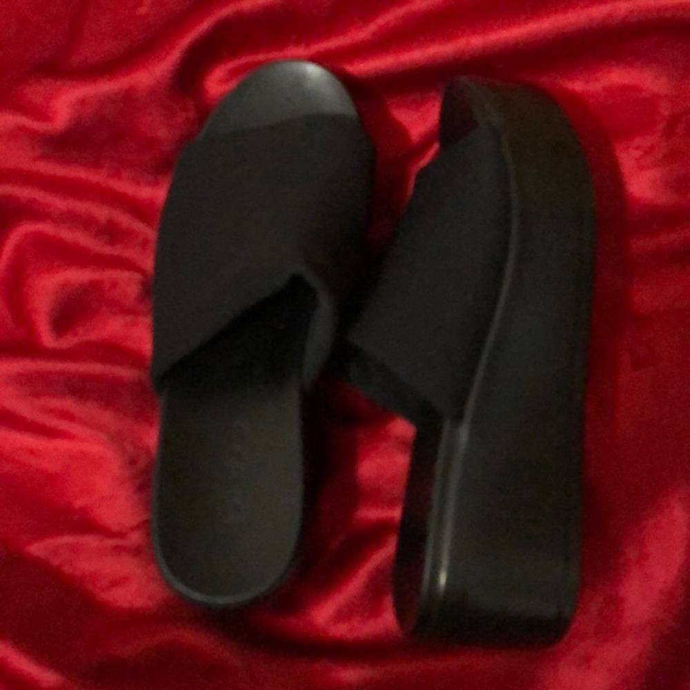 Bebe Black Platform Sandals